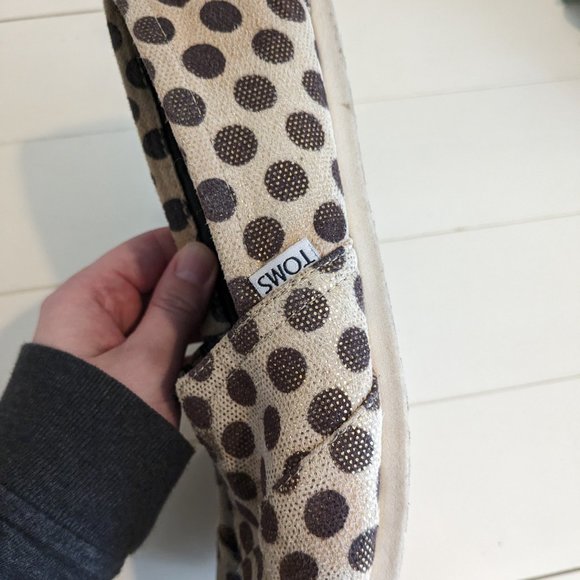TOMS Gold Polka Dot Classic Canvas Shoes Size W8.5 - Picture 4 of 9
